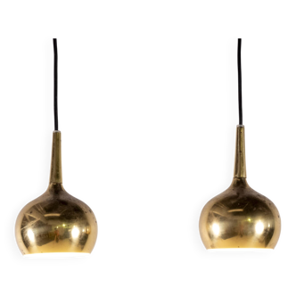 2x Hans Agne Jakobsson Brass Pendant Lamp, 1960s Sweden
