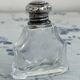 Perfume bottle, salt, silver, engraved glass, 1908, English silver hallmarks