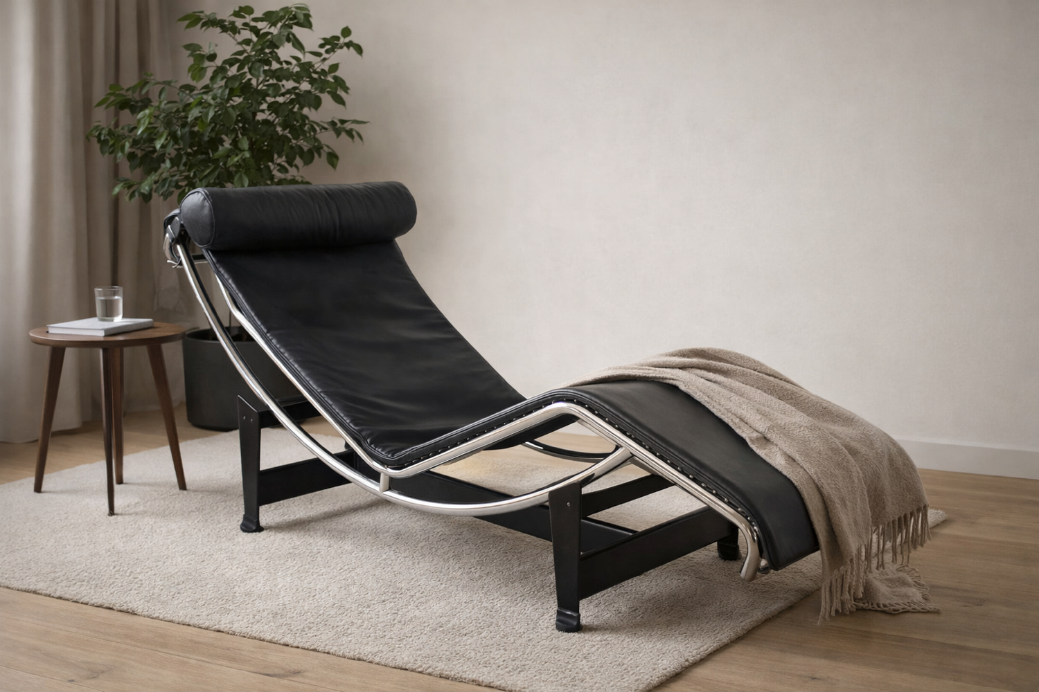 LC4 chaise longue signed – Le Corbusier / Cassina – black leather