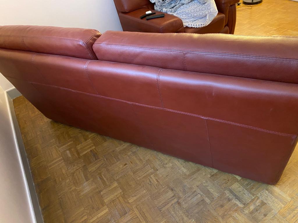 Full-flower 3-seater leather sofa