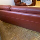 Full-flower 3-seater leather sofa