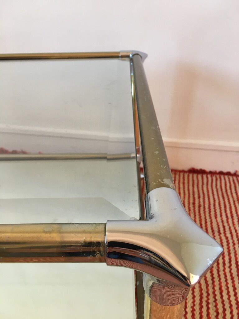 Table basse verre et miroir années 70/80