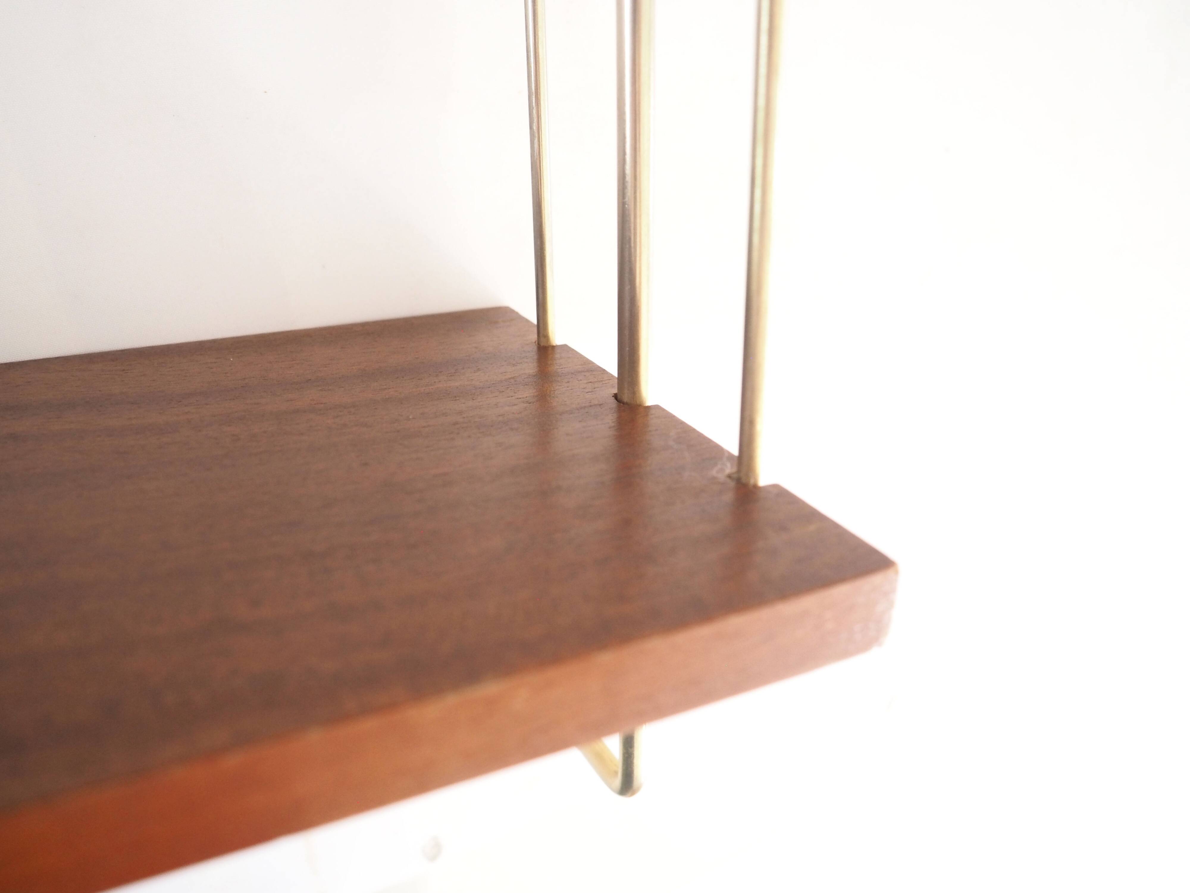 Wooden and brass shelves