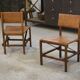 Pair of oak and leather chairs in the style of Gerrit Rietveld 1960s.