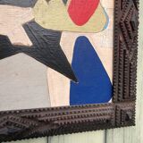 Abstract painting on wood panel