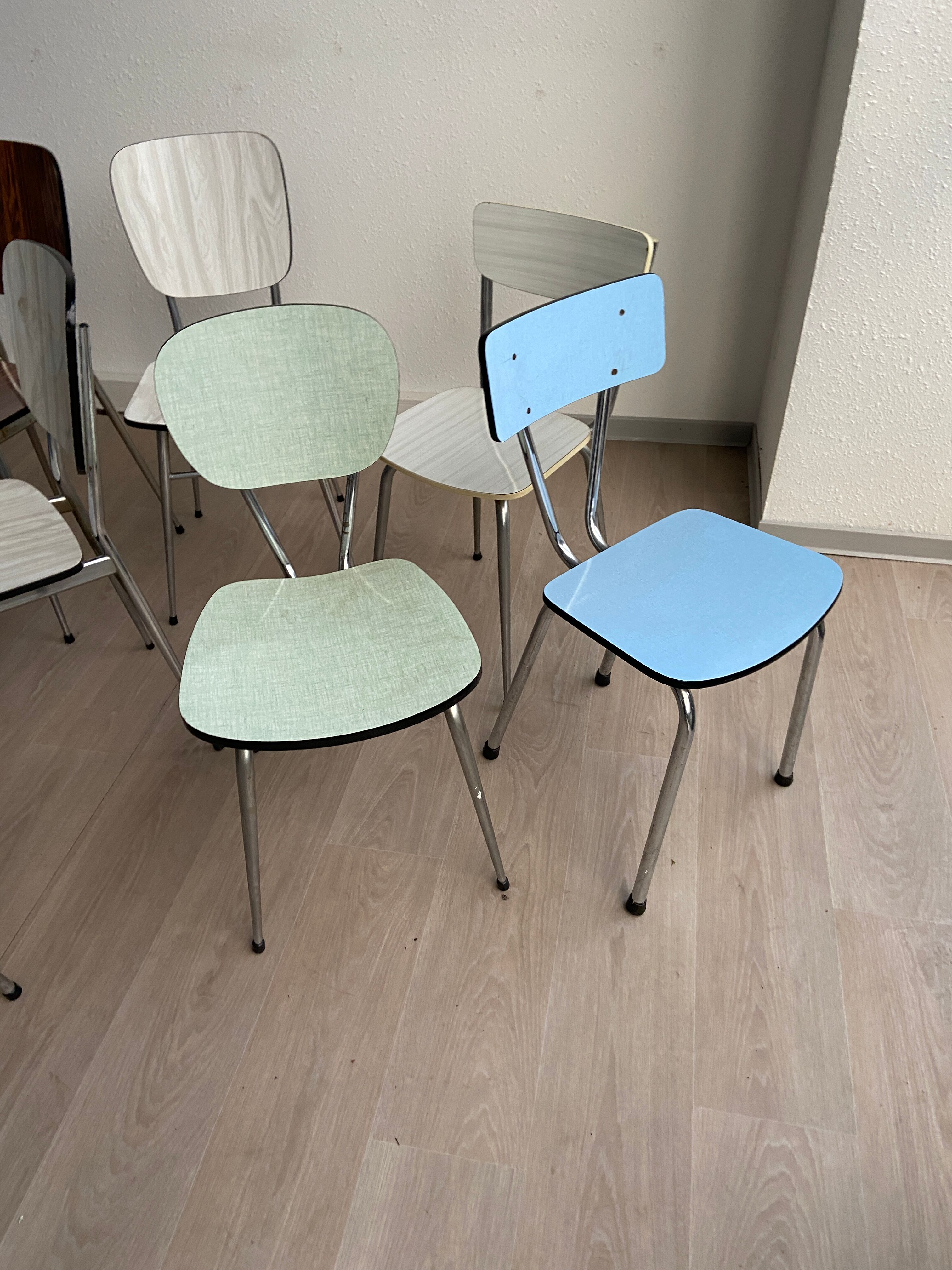 11 vintage Formica chairs