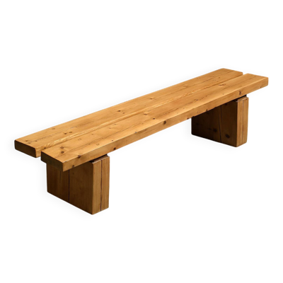 Banc en pin de la résidence La Rive, Arc 1600, France, circa 1970