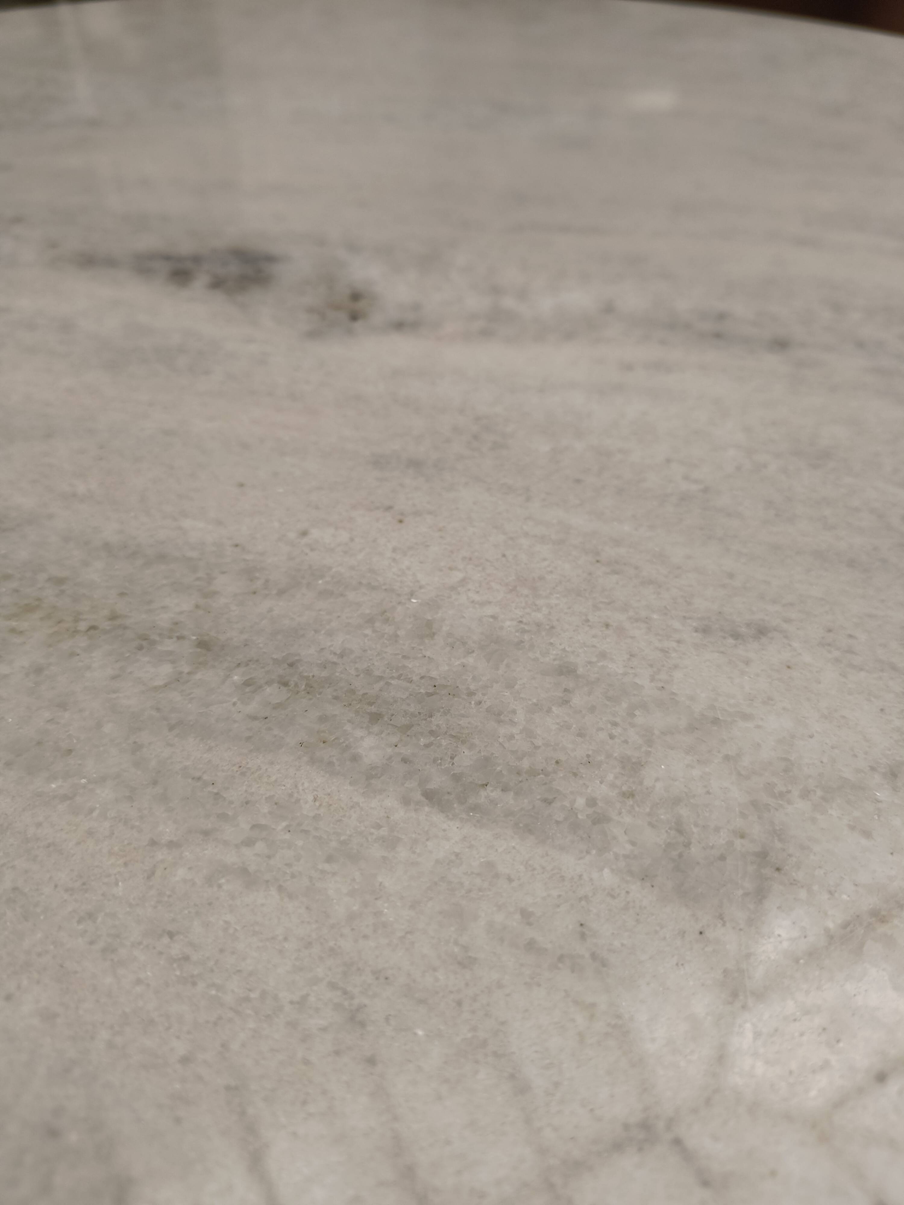 Louis XVI table with carved wood and Carrara marble.
