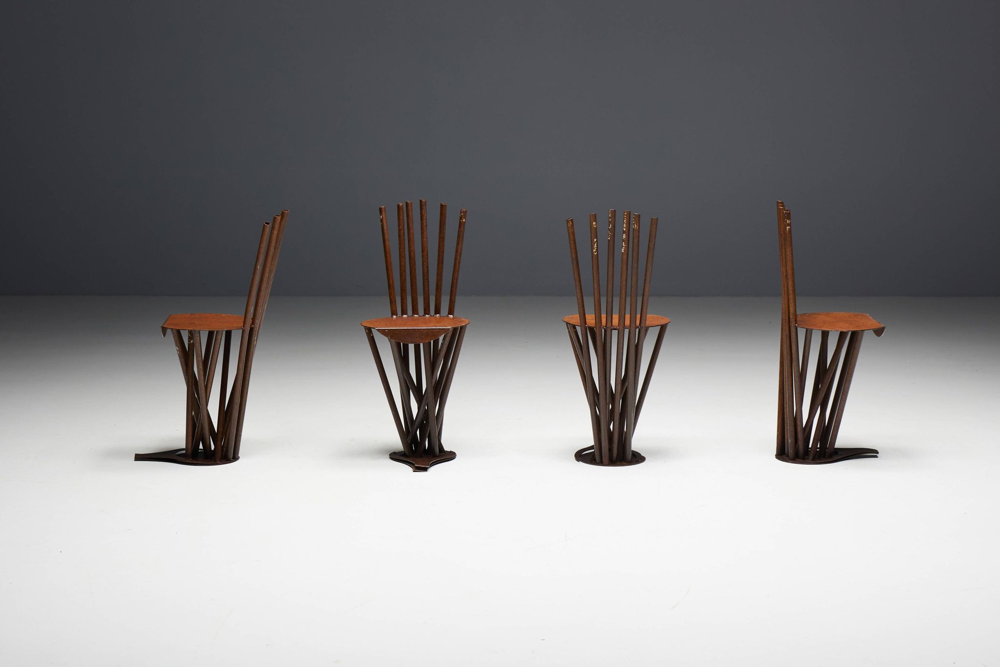 Industrial Wabi Sabi Primitive Chairs, France, 1950s