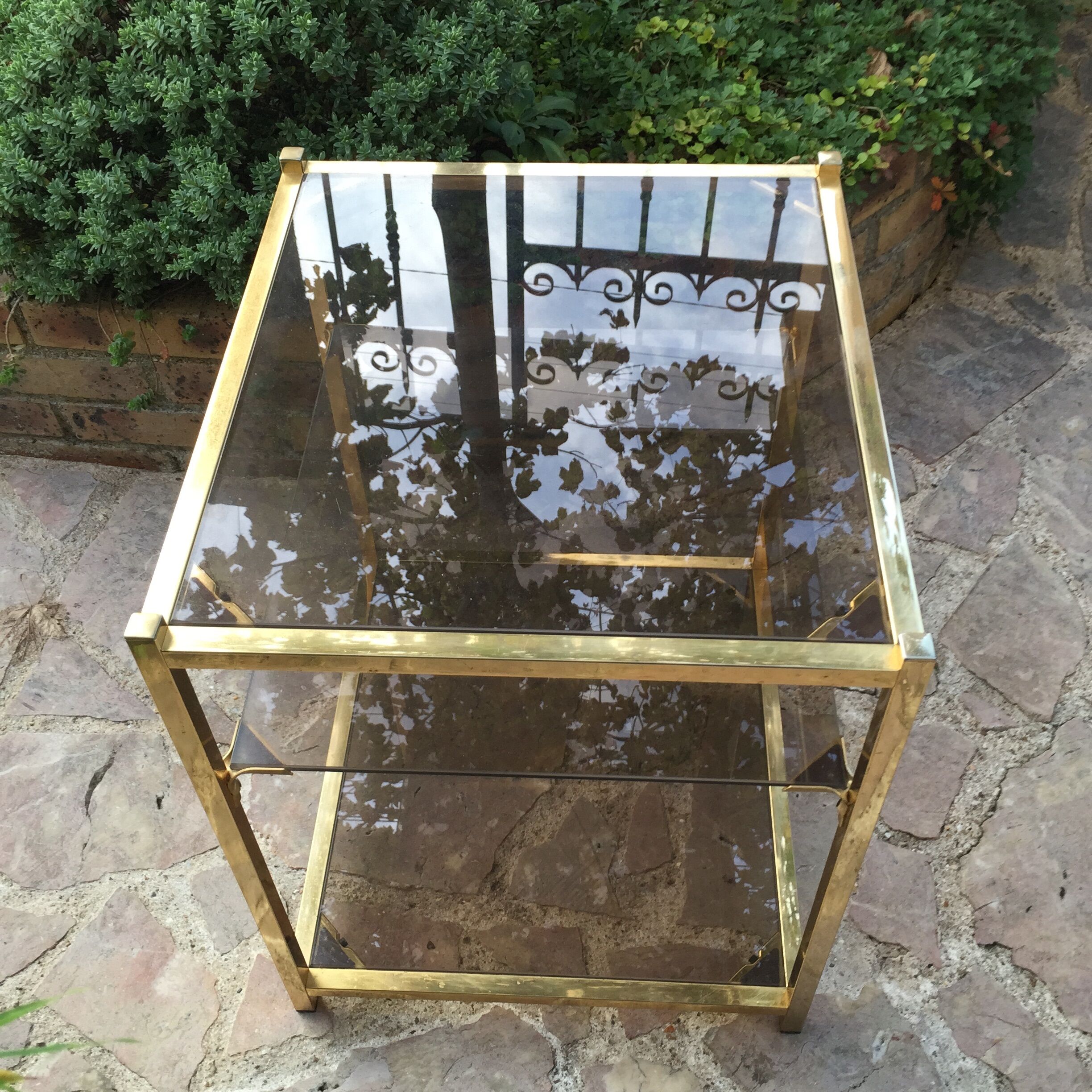 End table in smoky glass