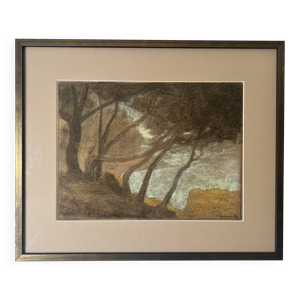 Tableau paysage en pastel