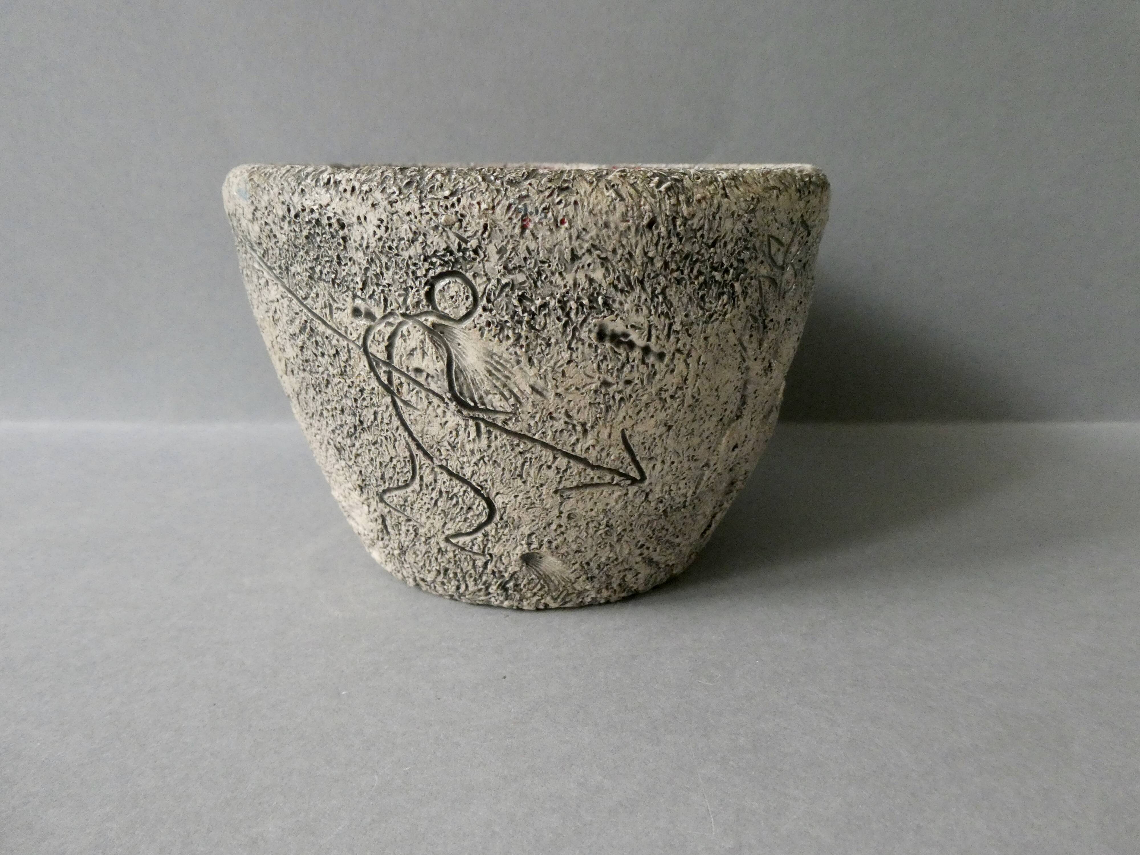 Red enamelled sandstone cup, Francis Triay, 50/60