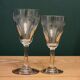 10 old cut glass glasses engraved palm decoration 1930