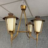 Lustre en laiton doré, vers 1950