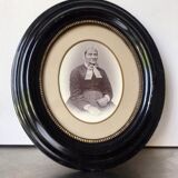 Antique Oval wooden frame with gilded border 27 cm x 24 cm