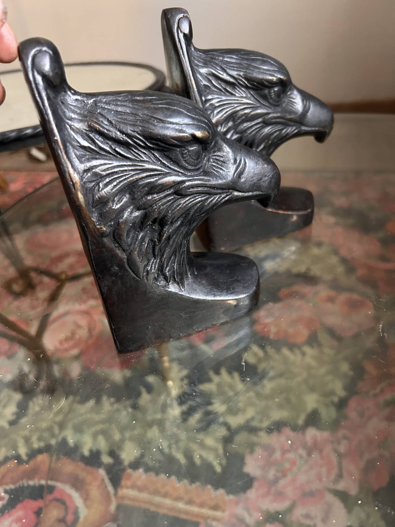 Pair of eagle bookends in patinated bronze – Art Deco style