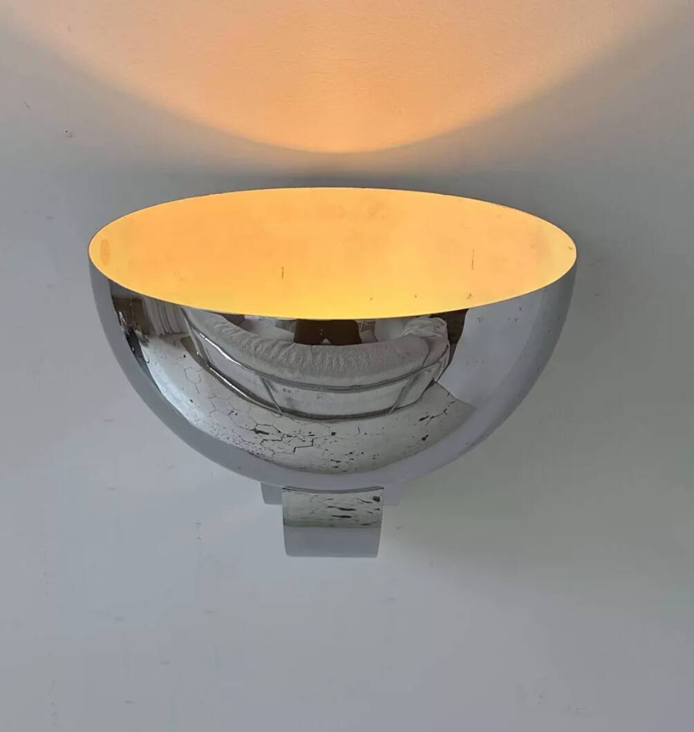 Vintage Perzel 347 bm wall lamp, chrome-plated bronze, France 1940