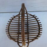 Panier deco paniette en rotin osier tressé et anse vintage