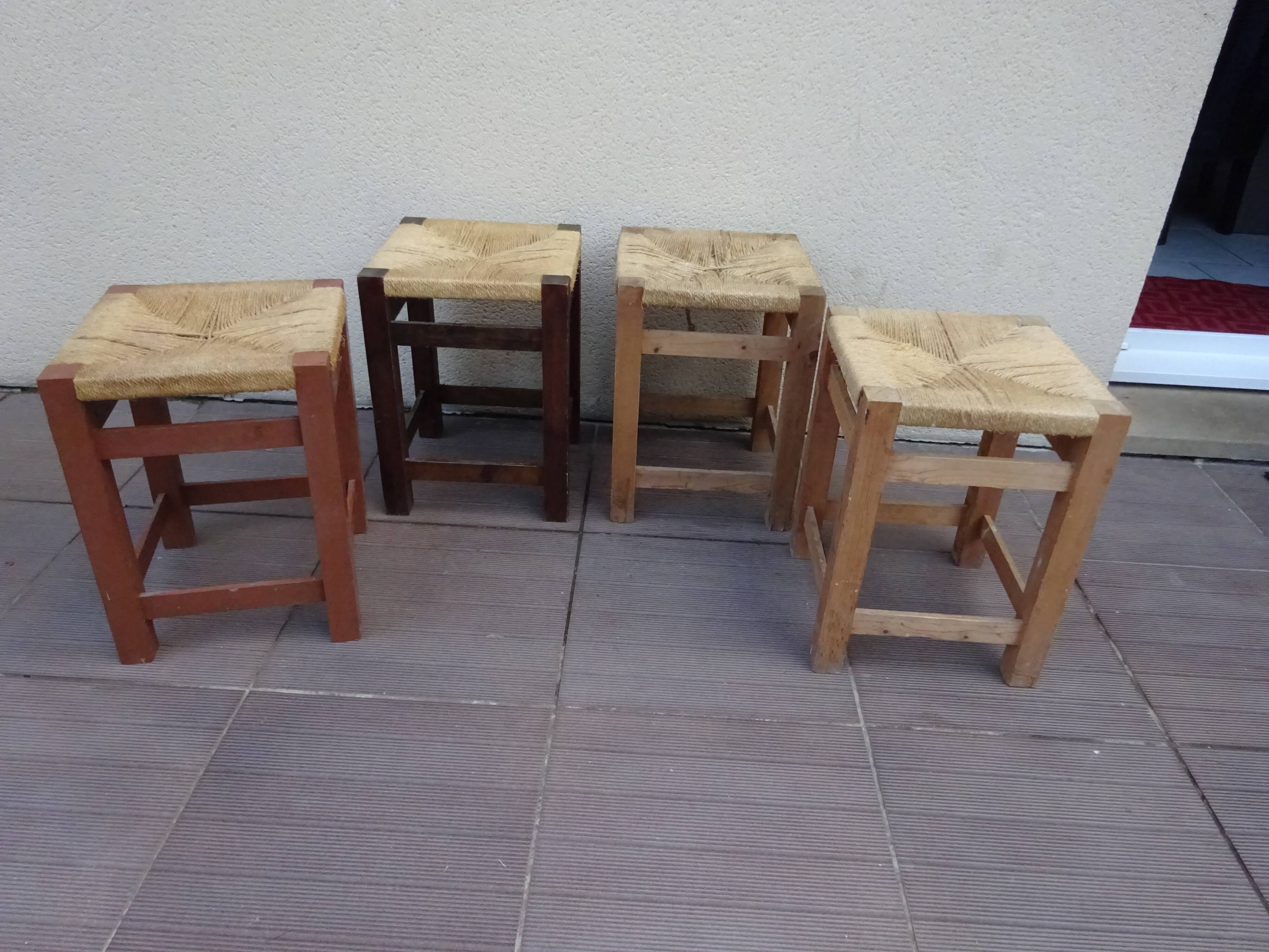 Lot de 4 tabouret corde vintage