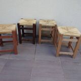 Lot de 4 tabouret corde vintage