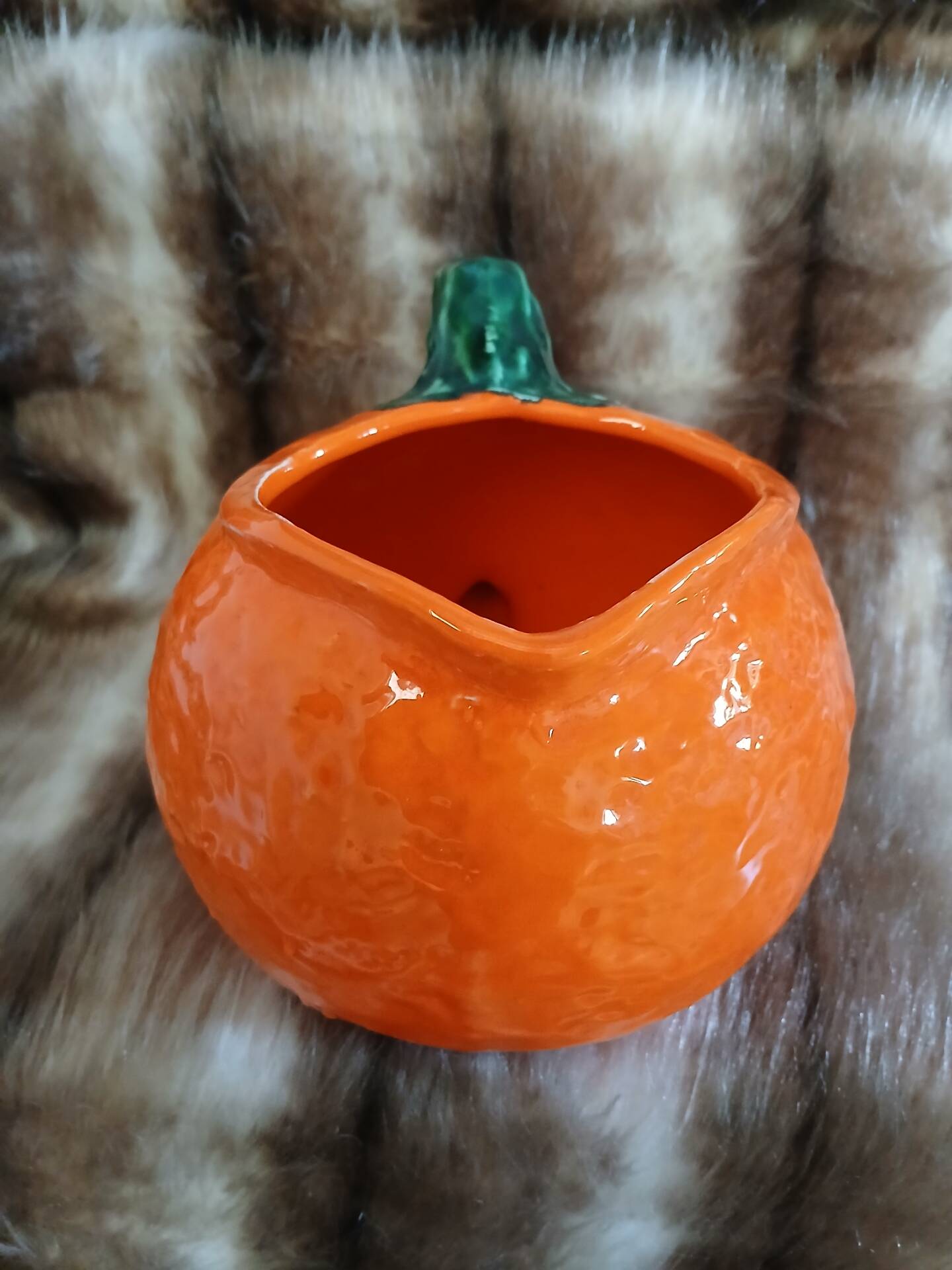 Jug / Carafe in orange barbotine shape