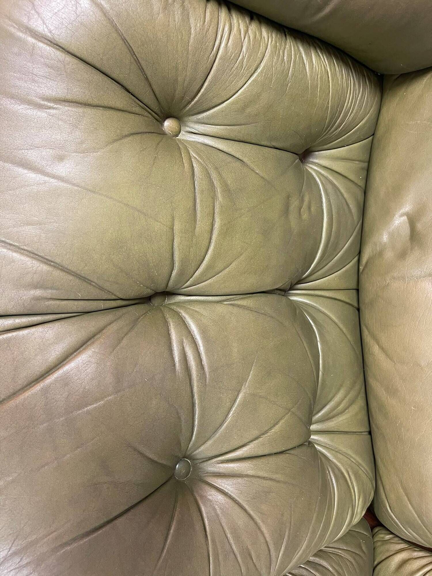 Supercomfy Scandinavian Rybo Rykken Olivegreen Leather 2-Seater Ry-Wing