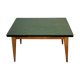 Table bois lino vert années 60