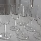 Set of 6 water glasses / wine engraved 30s