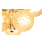 Large Sputnik chandelier in opaline and brass, Germany, 1970s.