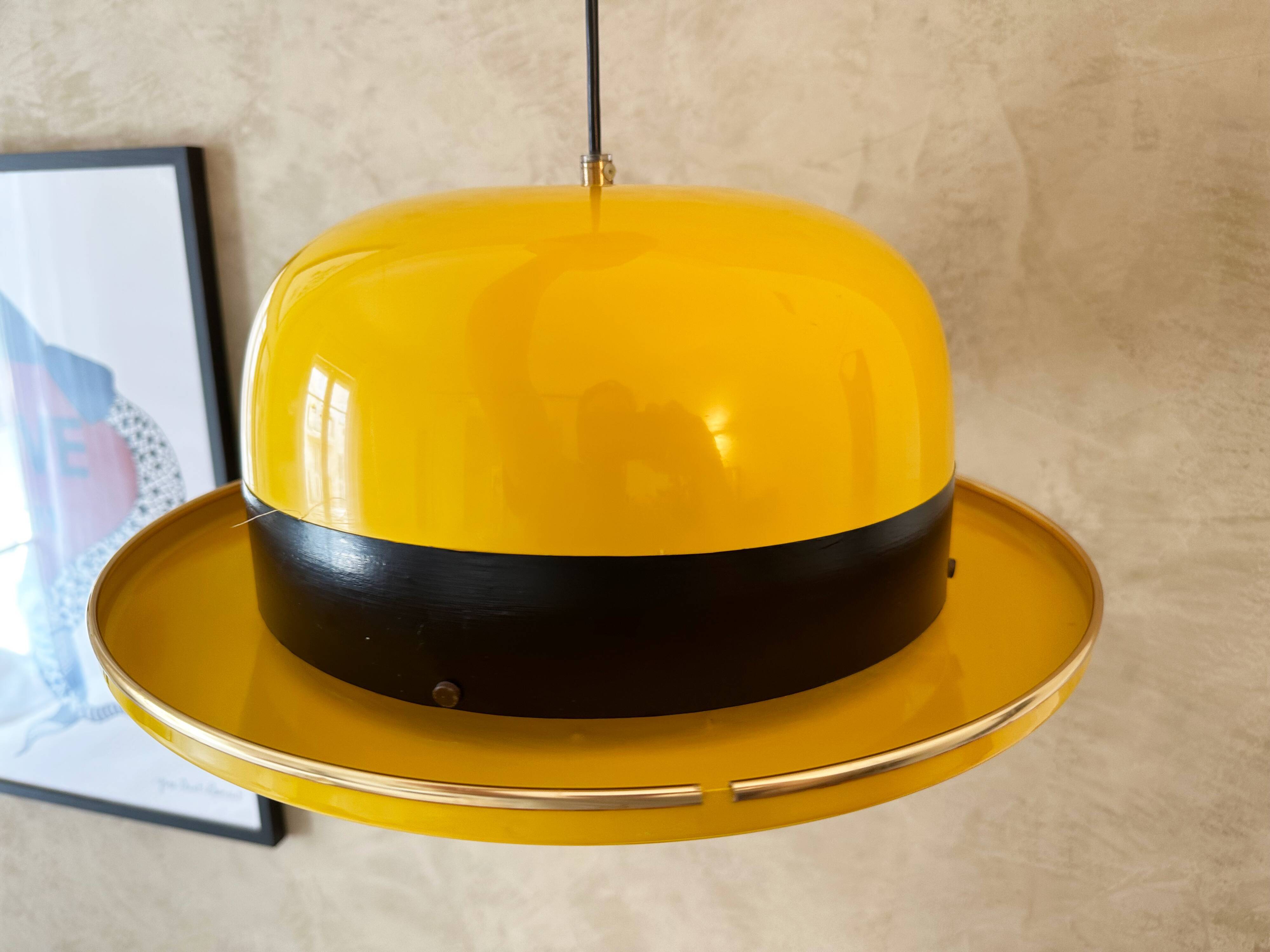 Hans Agne Jakobsson - Yellow Pendant Hat Lamp - Markaryd Sweden
