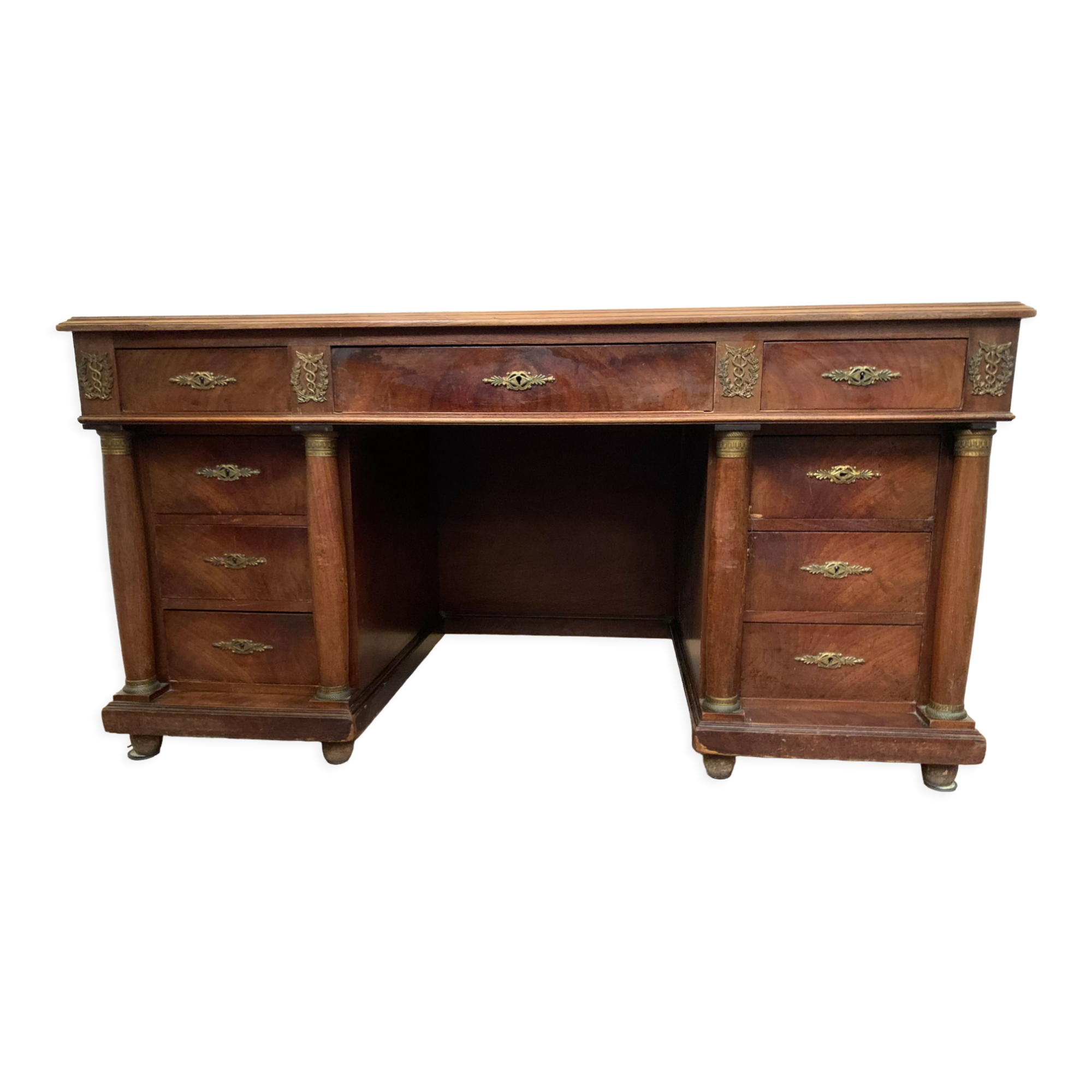 Bureau a caissons de style Empire en acajou et placage XX siècle