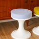 Tulip stool in Plastic and Wool, Baby Blue, Space Age Design, 1970