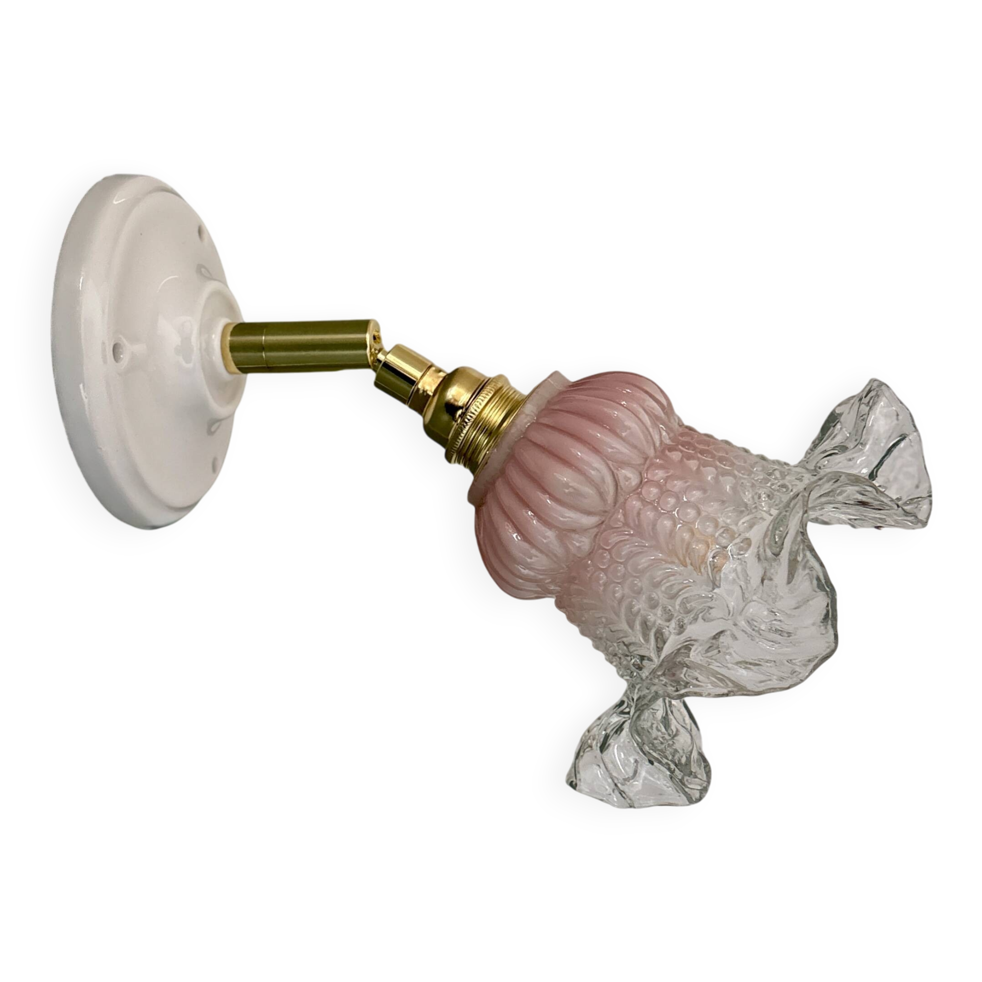 Vintage pink and clear glass tulip wall light.