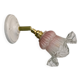 Vintage pink and clear glass tulip wall light.