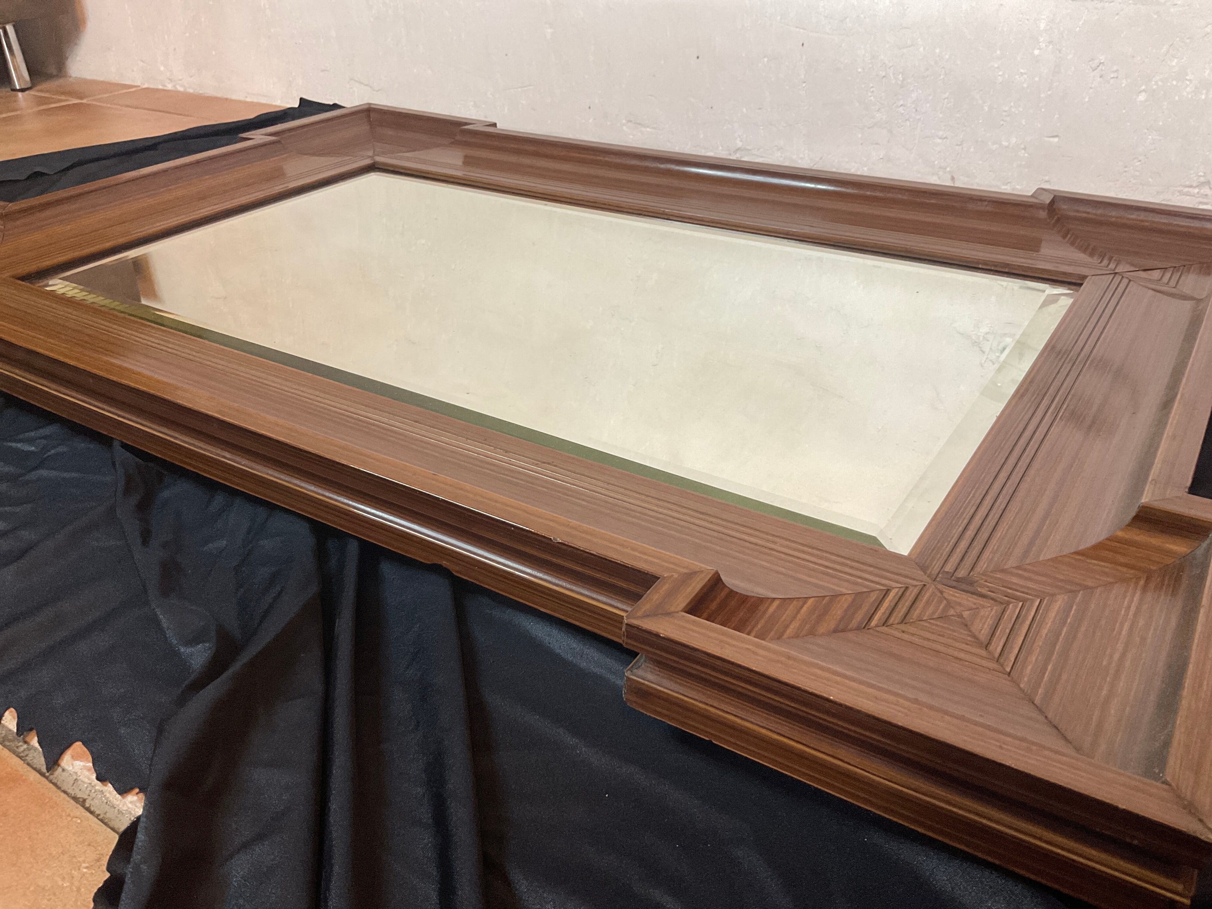 Mirror design art deco in wood geometric shape 58x84cm