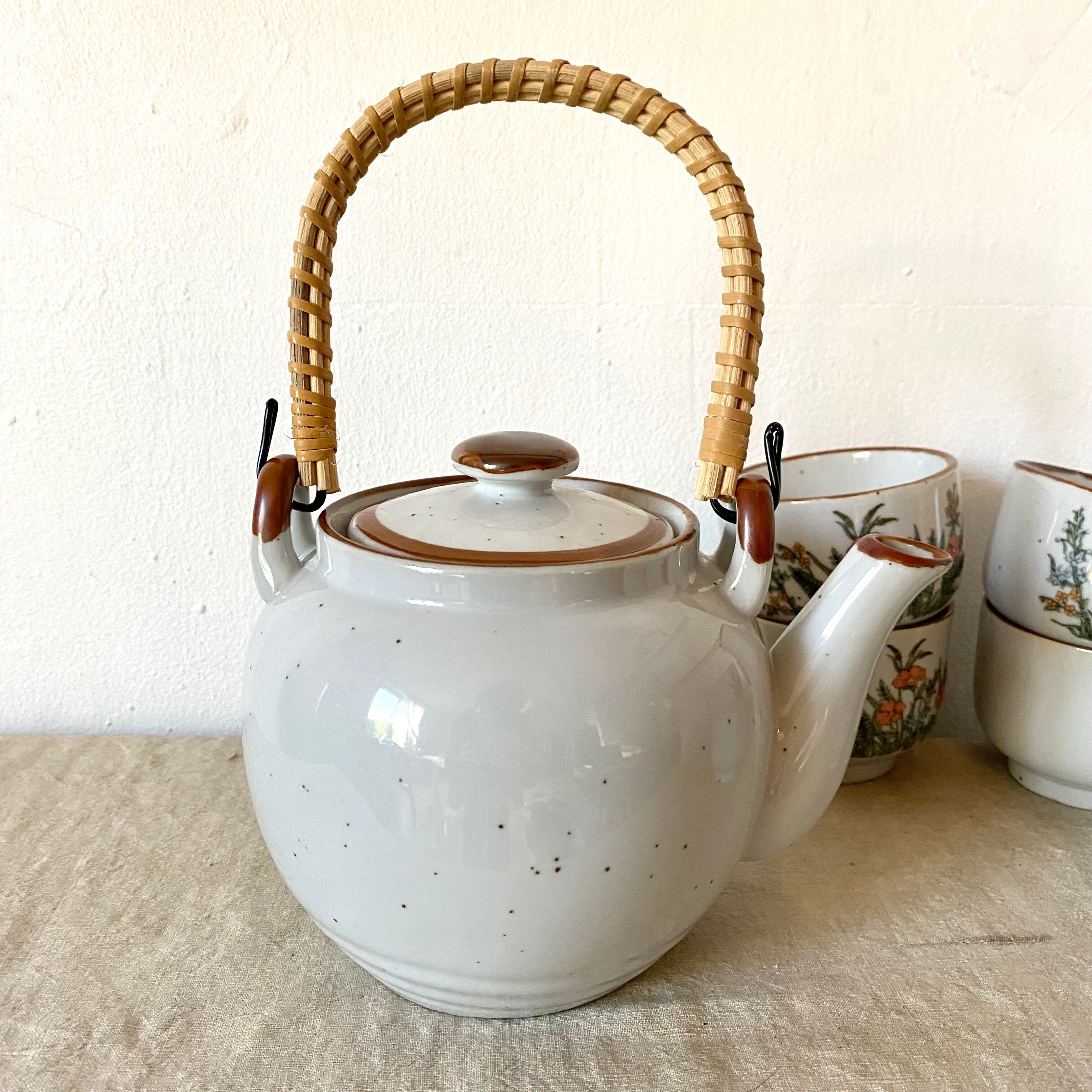 Vintage flowered stoneware tea service