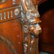 Partner desk with two carved columns featuring lion heads, according to Thomas Chippendale, restored.