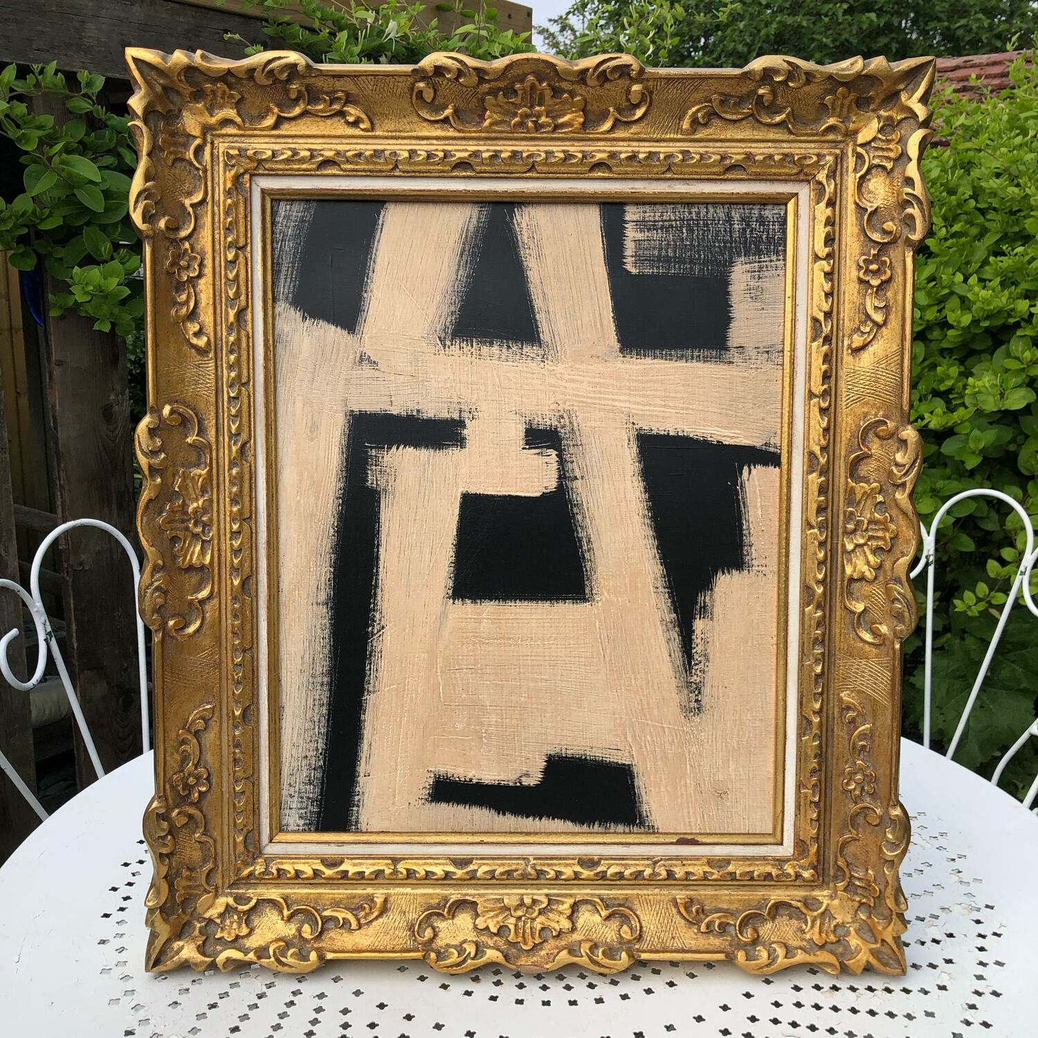 Monochrome abstract painting