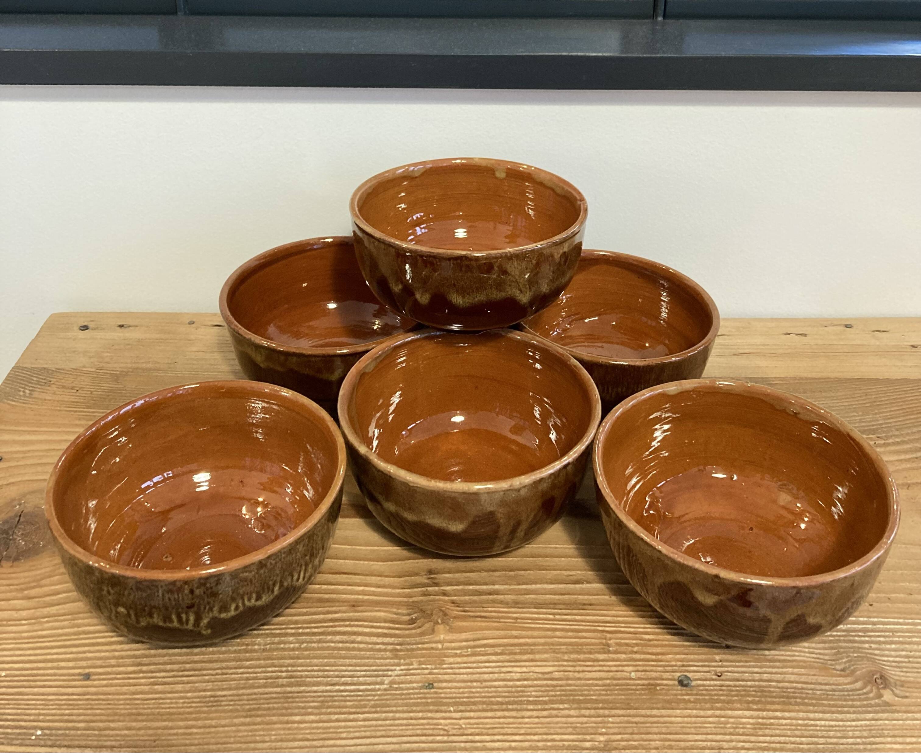 Set of 6 glazed earthenware bowls