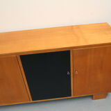 Sideboard in cherrywood with black and white doors 1950s