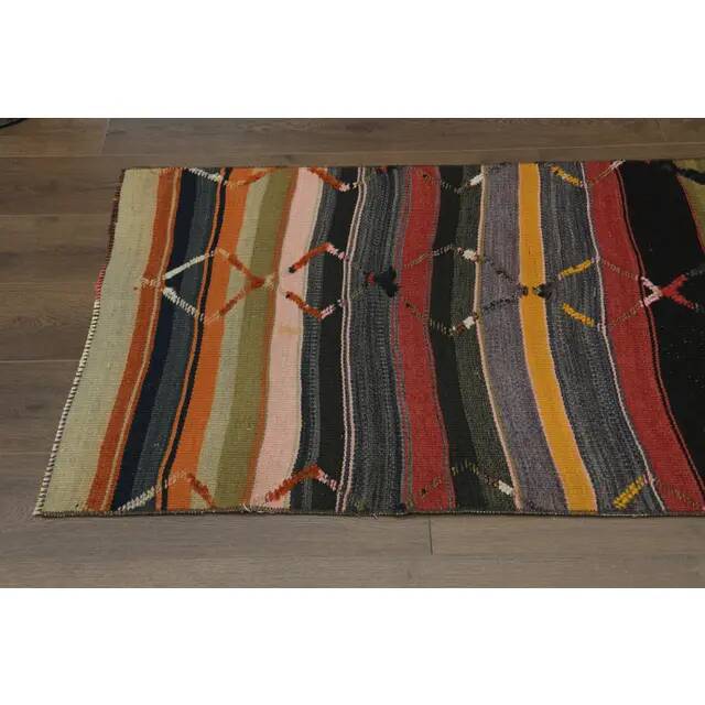 1970s Vintage Turkish Oushak Handmade  Colorful Runner Rug 84x275