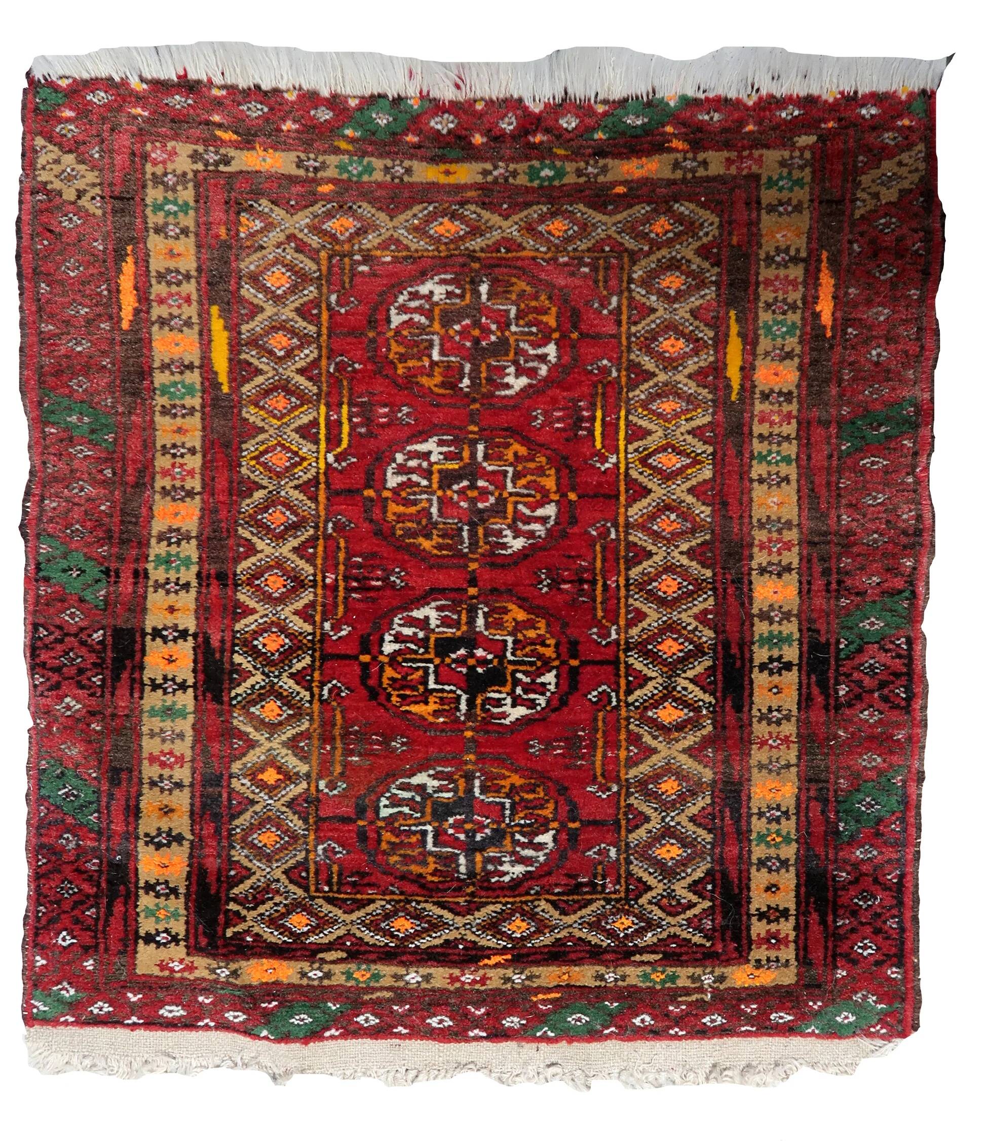 Handmade vintage Afghan Ersari mat 46cm x 50cm 1960s