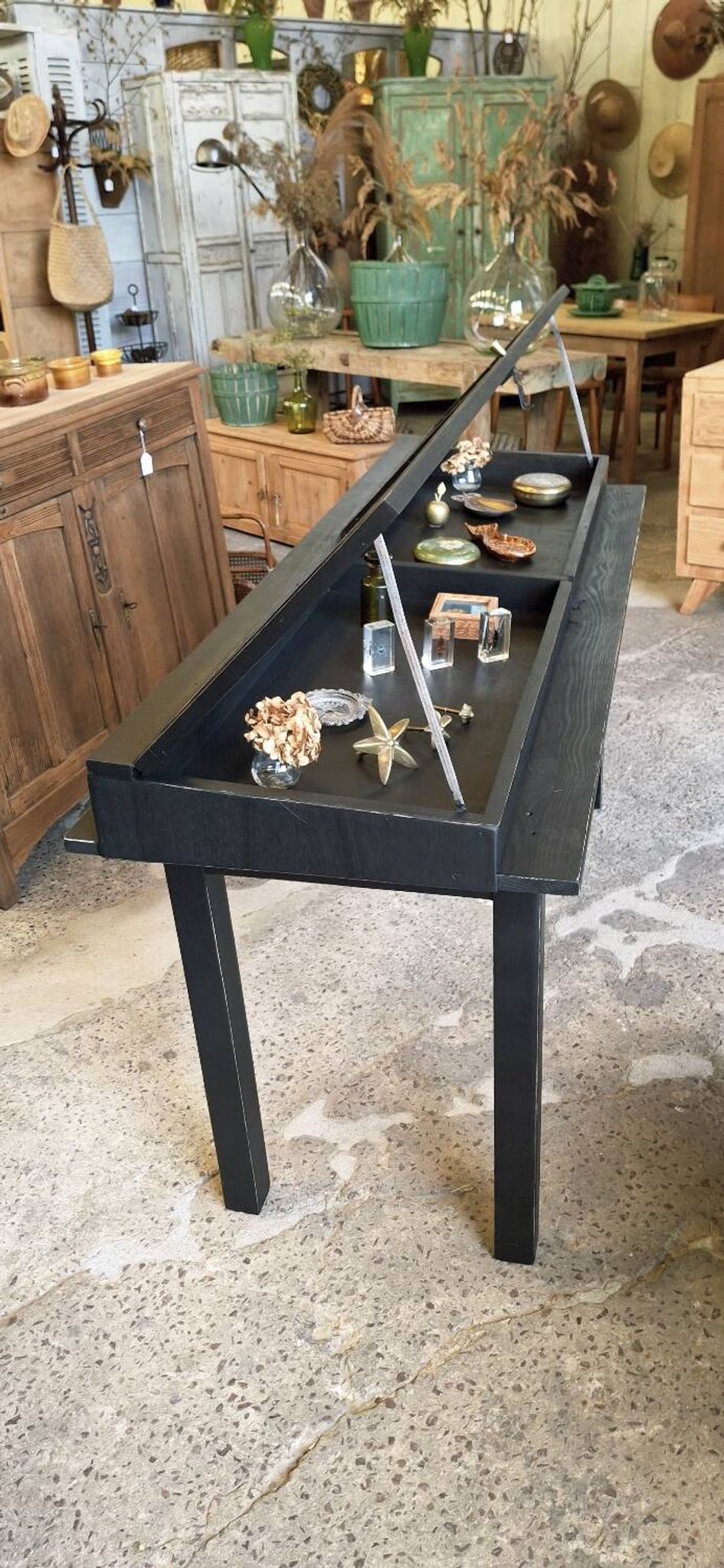Antique display cabinet on legs
