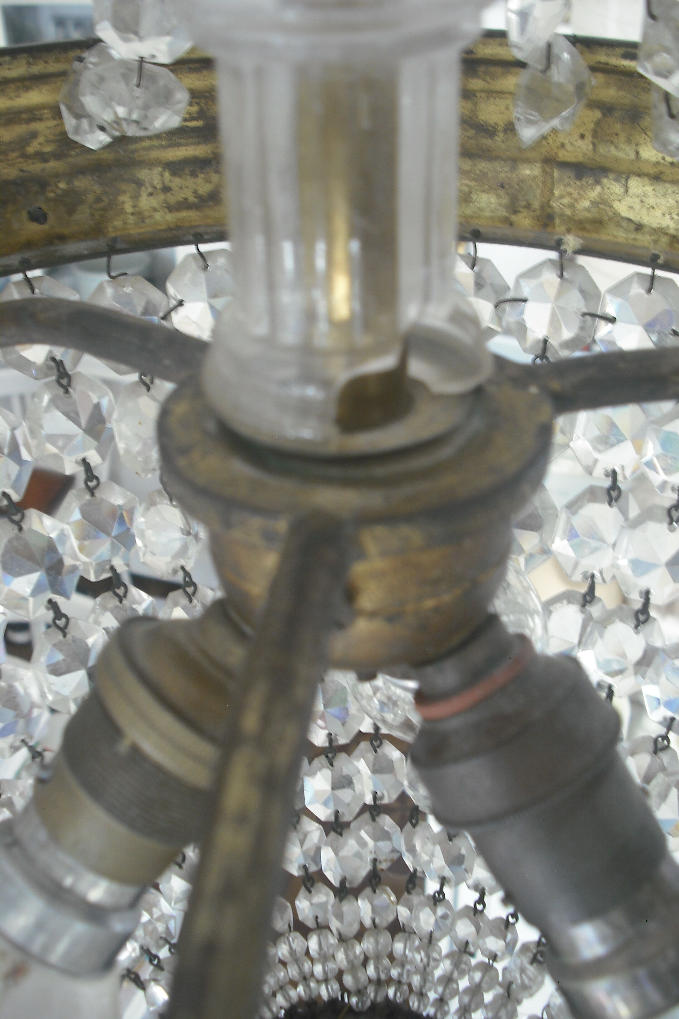 Crystal and bronze balloon chandelier 19th century