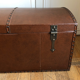 Ancient wooden and faux leather trunk