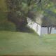 Huile sur toile originale suédoise – « Paysage avec ferme » par H. Engkvist – datée de 1983 – vintage et encadrée – 41 × 50 cm (16,1" × 19,7")