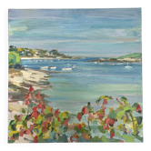 Huile sur toile paysage de port fleuri