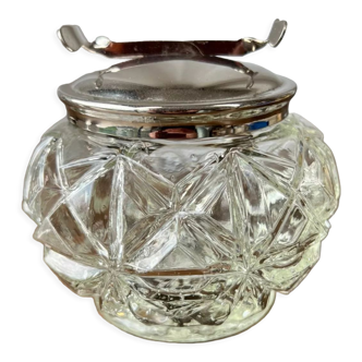 Sucrier pince en verre et métal