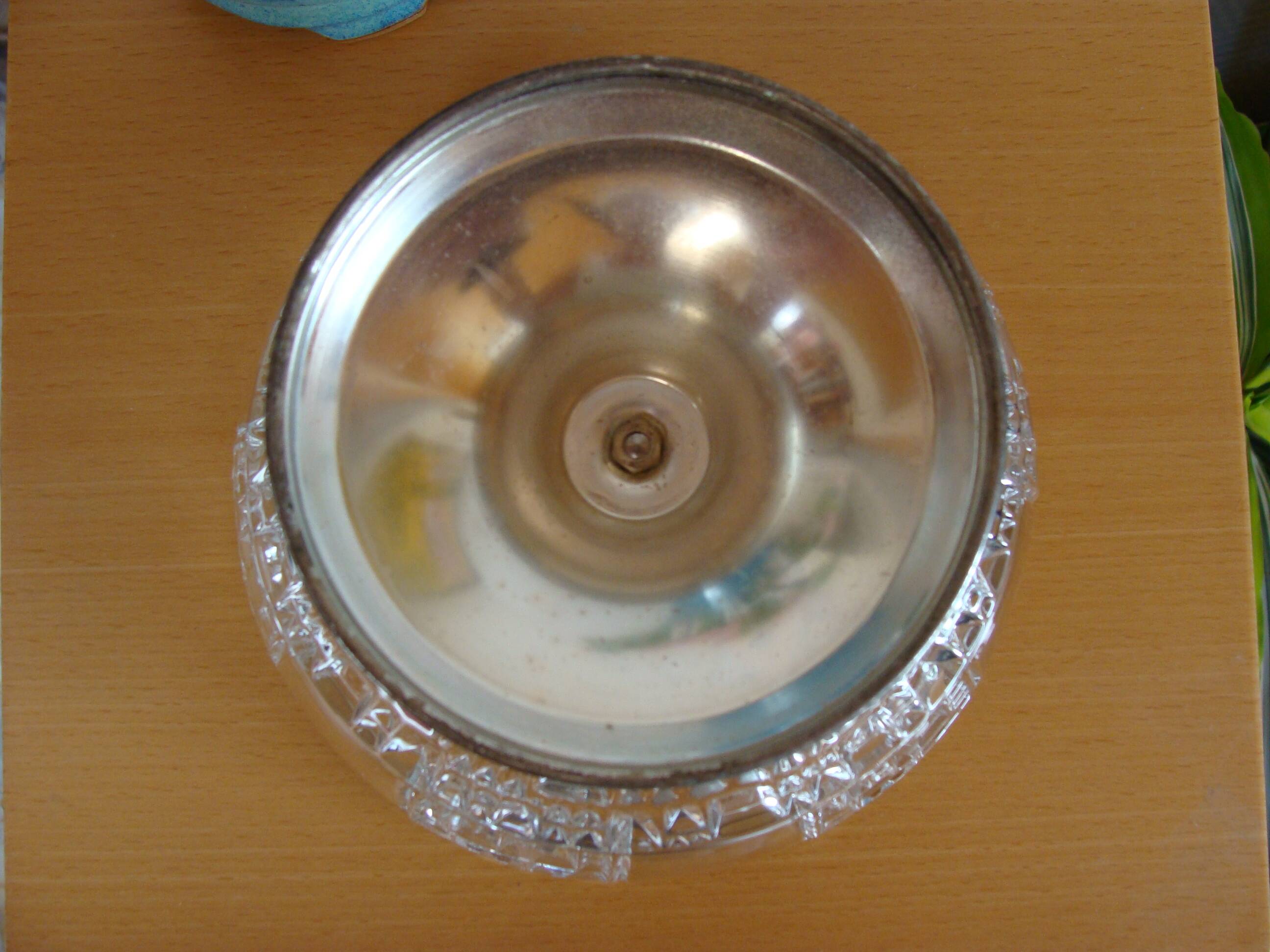 Art Deco crystal and metal fruit bowl
