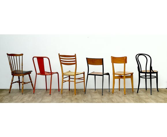 Lot of 6 vintage depareillees chairs